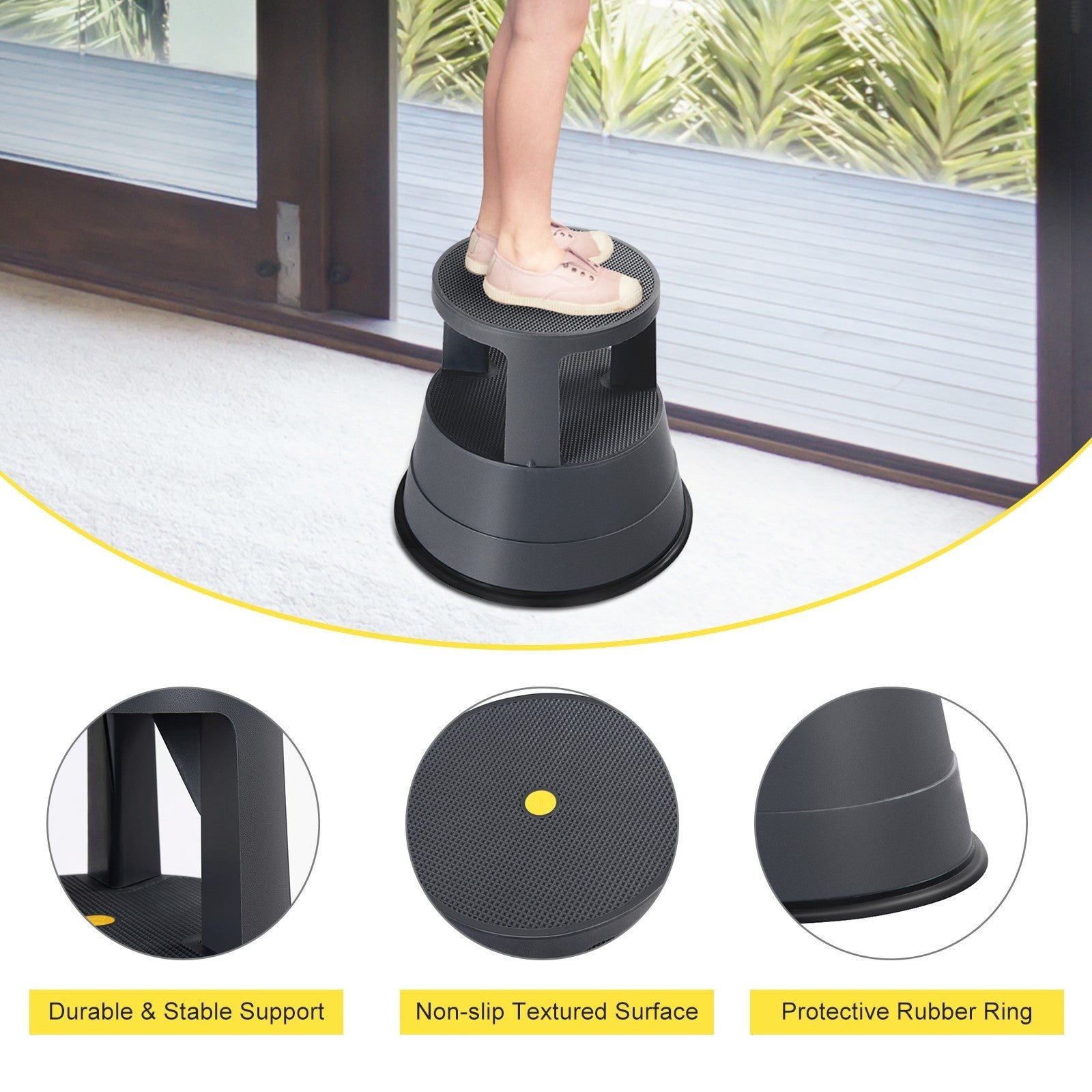 Rolling Step Stool Kick Stool Ladder w/Non-Slip Platform Casters - Image 6