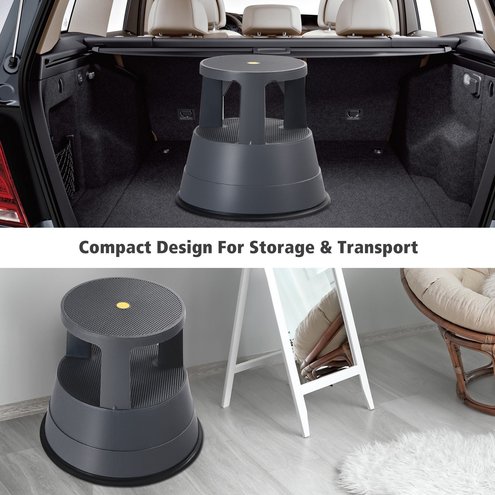 Rolling Step Stool Kick Stool Ladder w/Non-Slip Platform Casters - Image 9