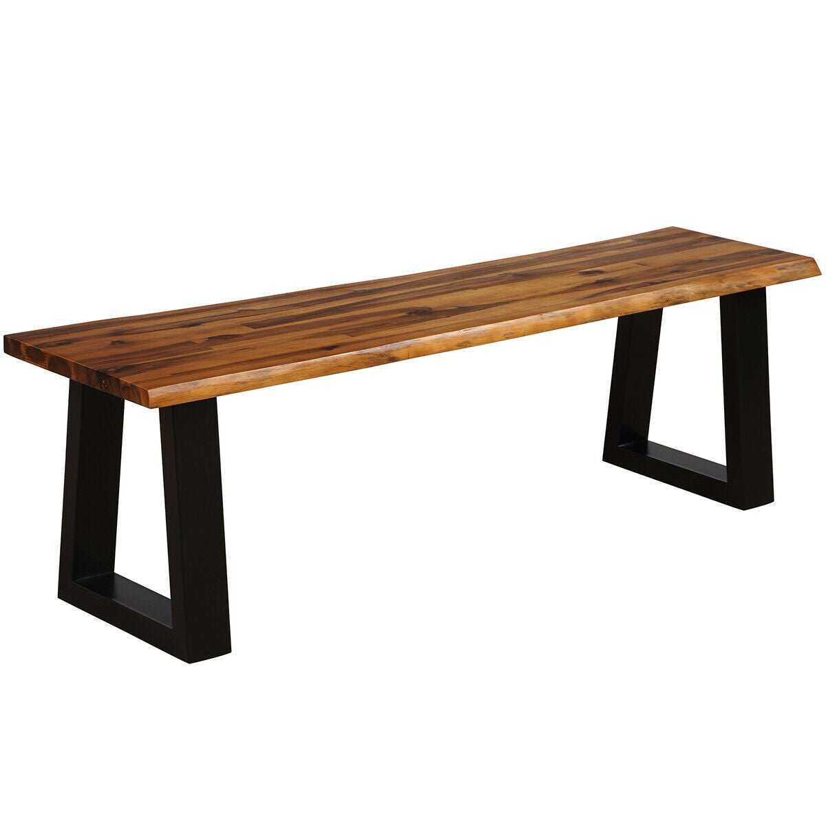 Wooden Dining Bench Seating Rustic Indoor &Outdoor Furniture (Rustic Brown&Black)