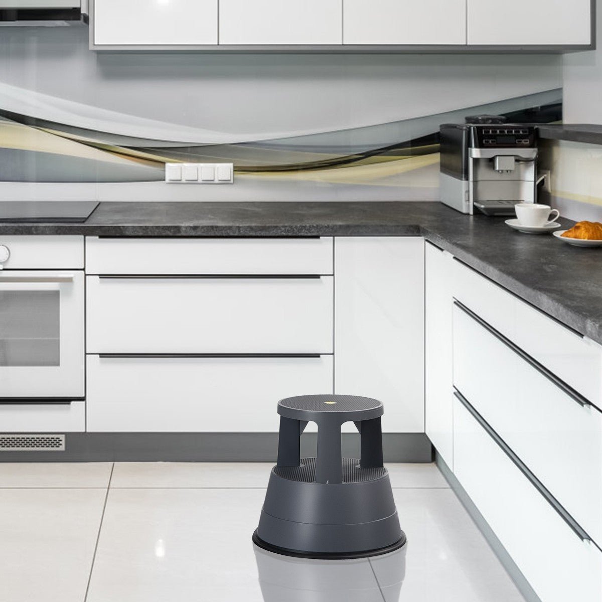 Rolling Step Stool Kick Stool Ladder w/Non-Slip Platform Casters - Image 4