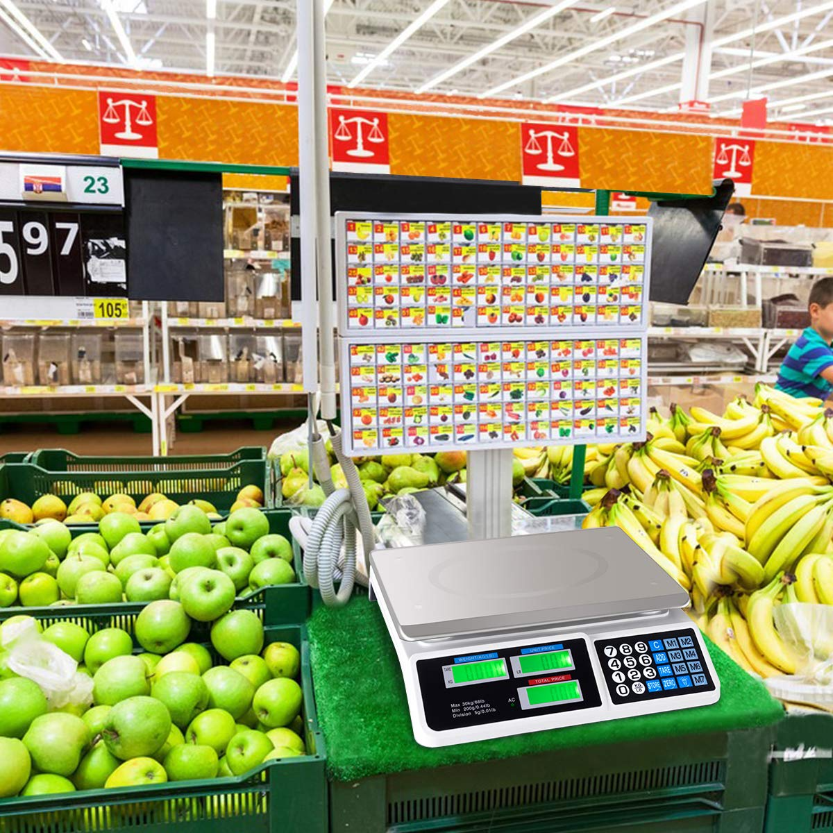 66 lbs Digital Food Scale, Commercial LCD Digital Scale w/ Computing Price, Stainless Steel Electronic Scale - Image 3