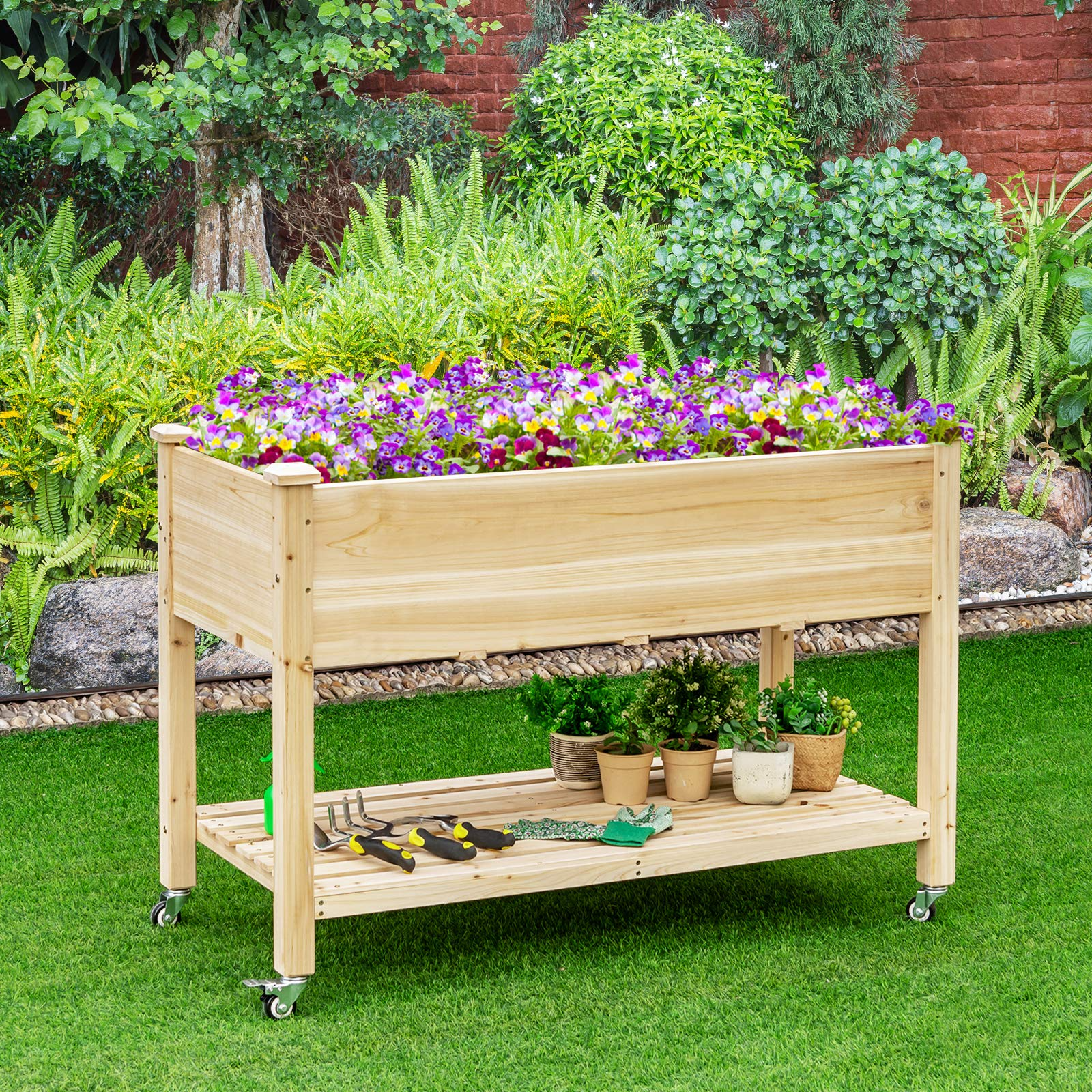 Raised Garden Bed on Wheels, 47.5" L X 23.5" W X 33" H - Image 3