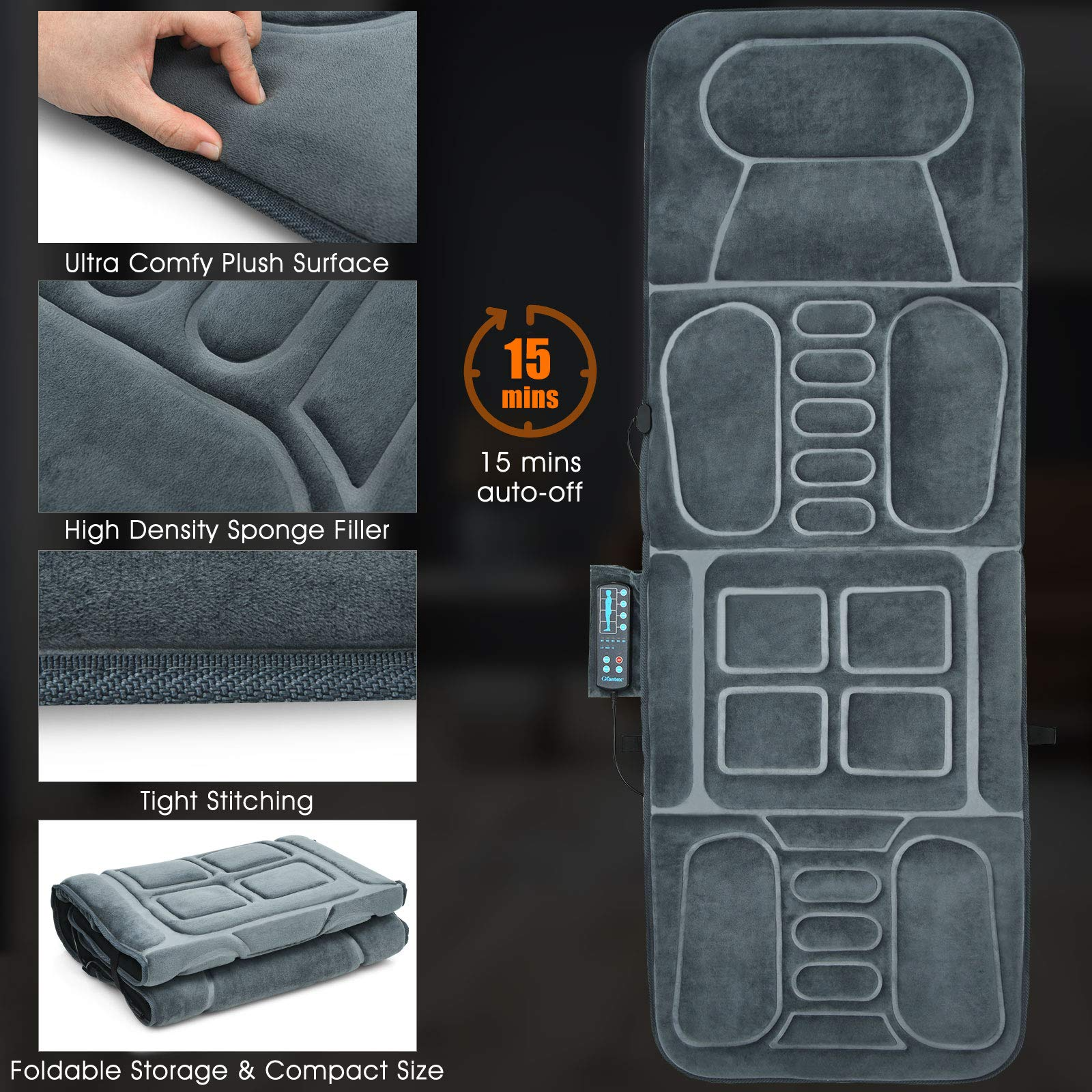 Full Body Massage Mat with Heat, Back Massage Chair Pad with 10 Vibration Motors - Image 4