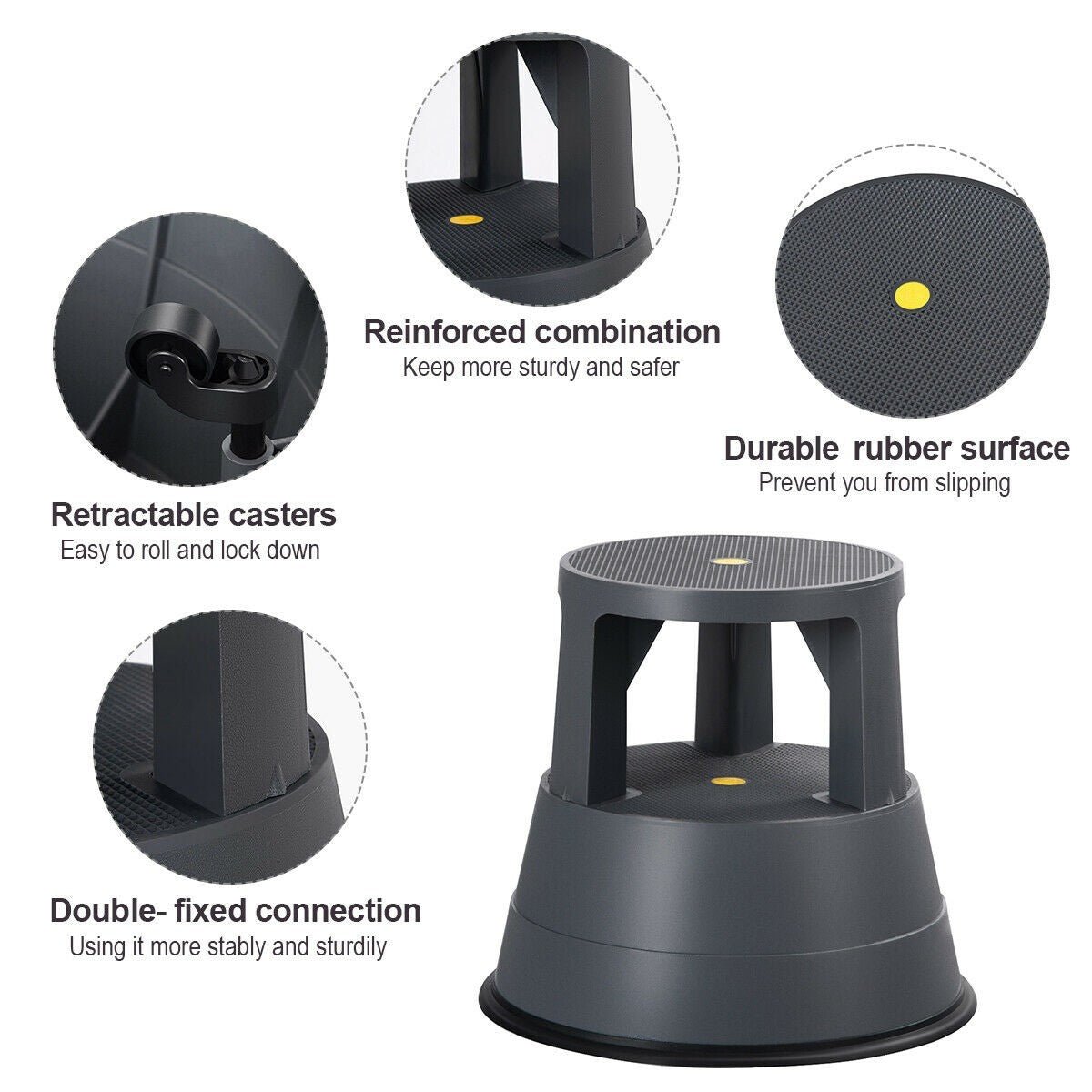 Rolling Step Stool Kick Stool Ladder w/Non-Slip Platform Casters - Image 7