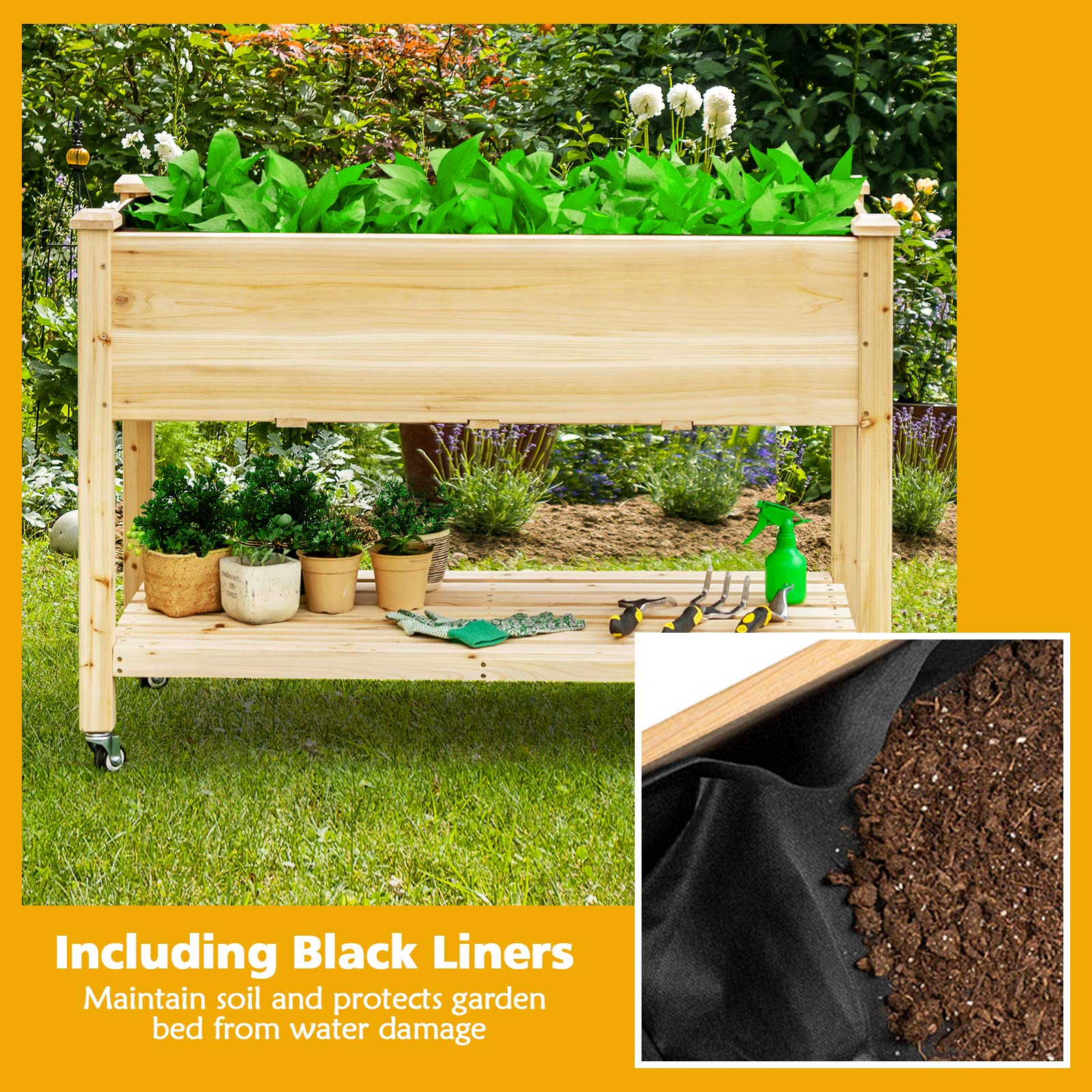Raised Garden Bed on Wheels, 47.5" L X 23.5" W X 33" H - Image 5