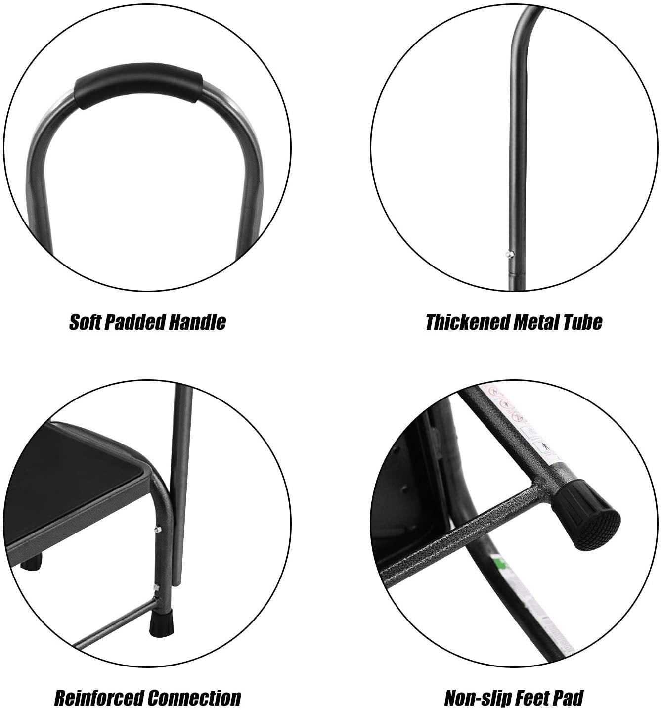 Step Stool with Handle, Medical Step Stool w/ Handle and Non Skid Rubber Platform - Image 6