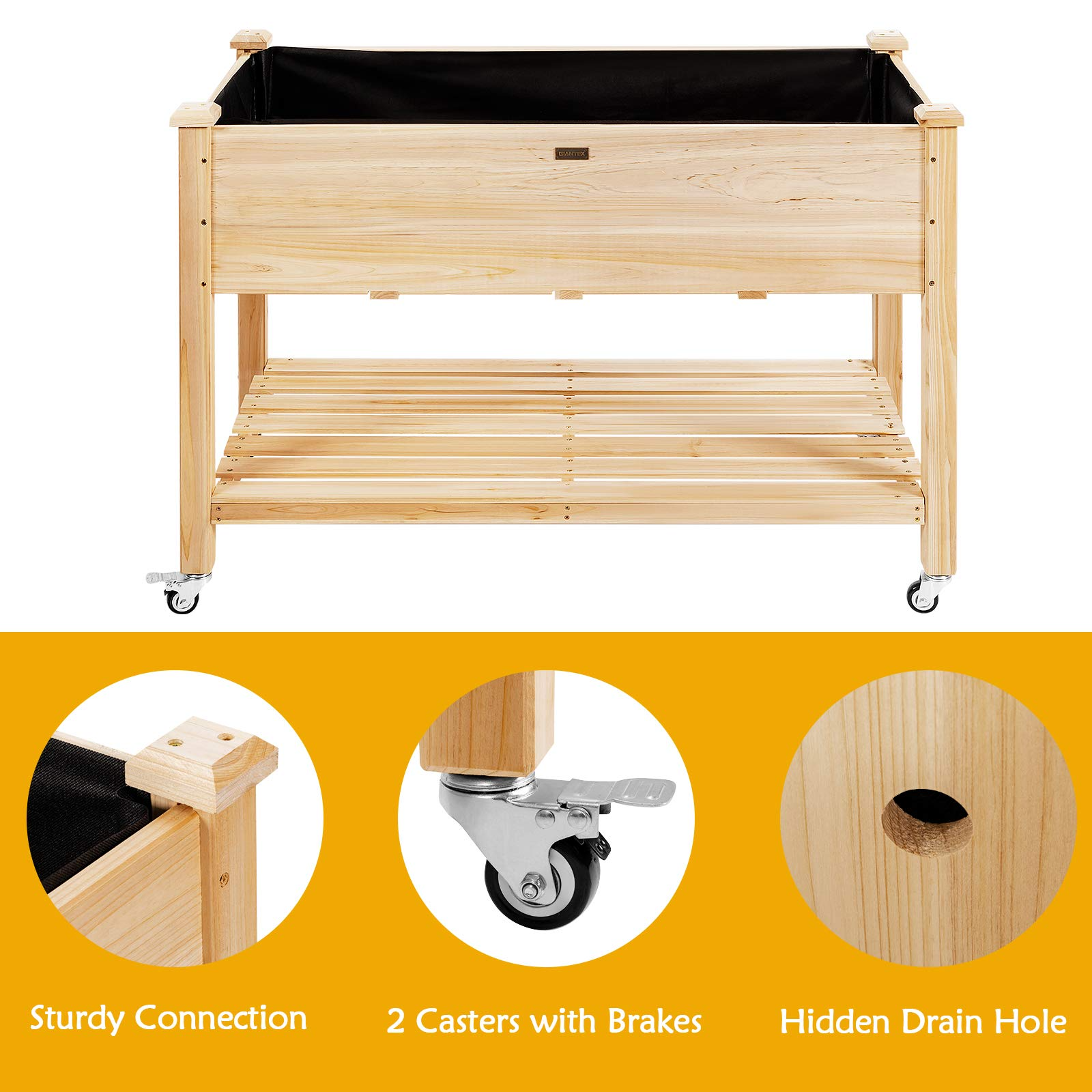 Raised Garden Bed on Wheels, 47.5" L X 23.5" W X 33" H - Image 7