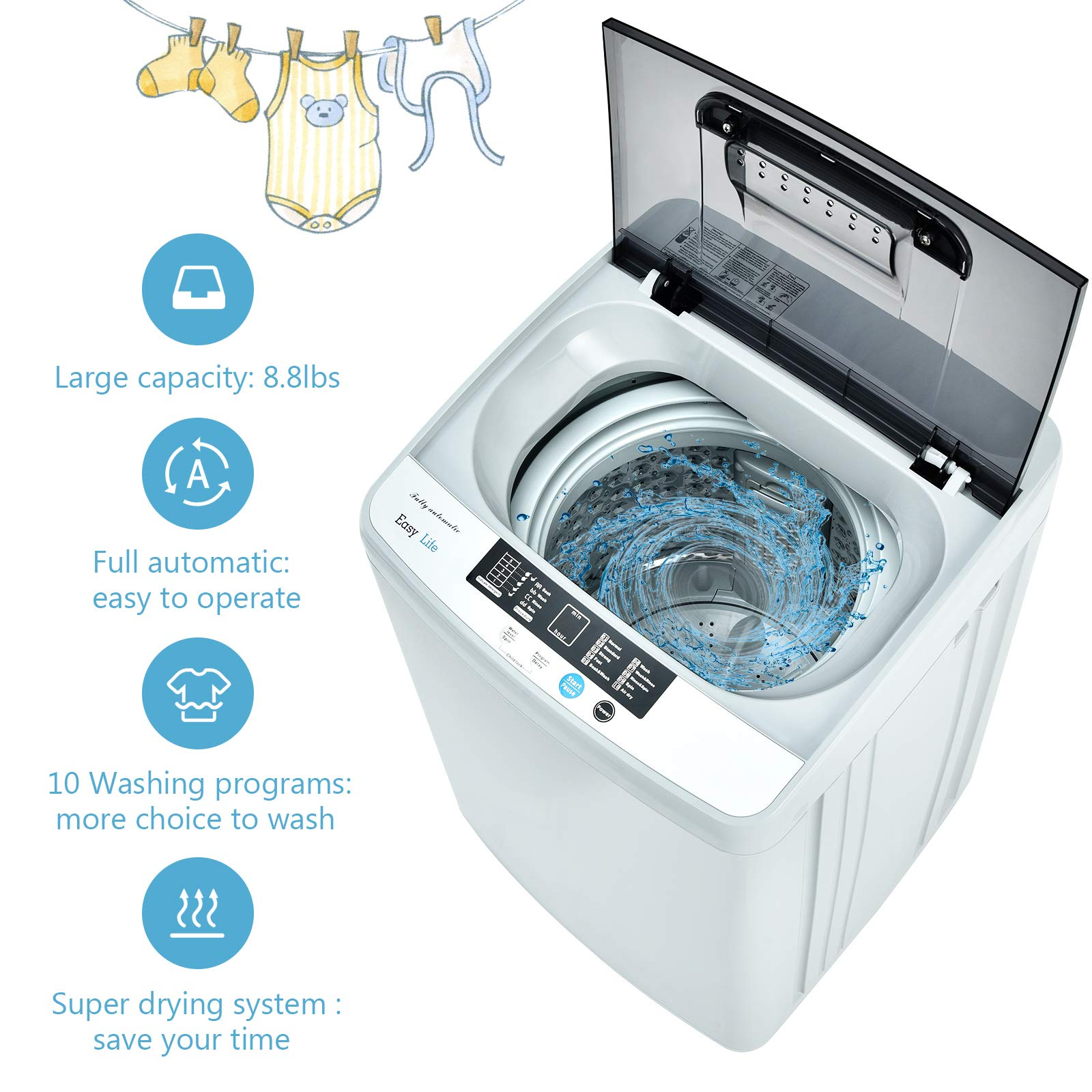 Full Automatic Top Load Washing Machine, 1.04 cu.ft, 10 Programs - Image 9