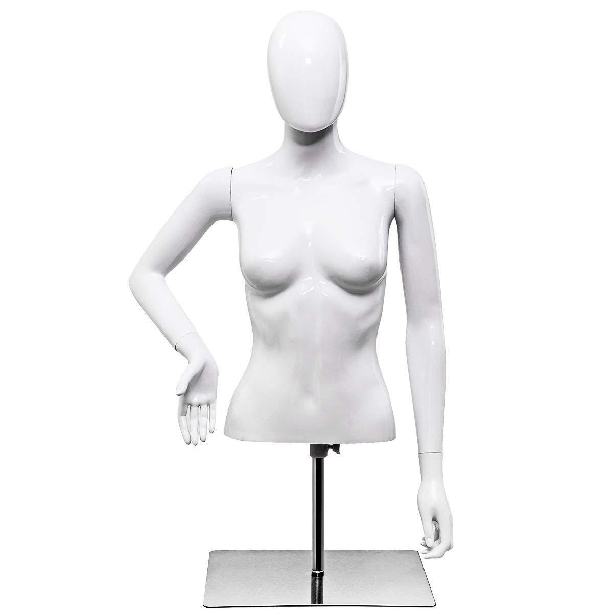 Female Mannequin Torso Adjustable Height Detachable Arms Dress Form