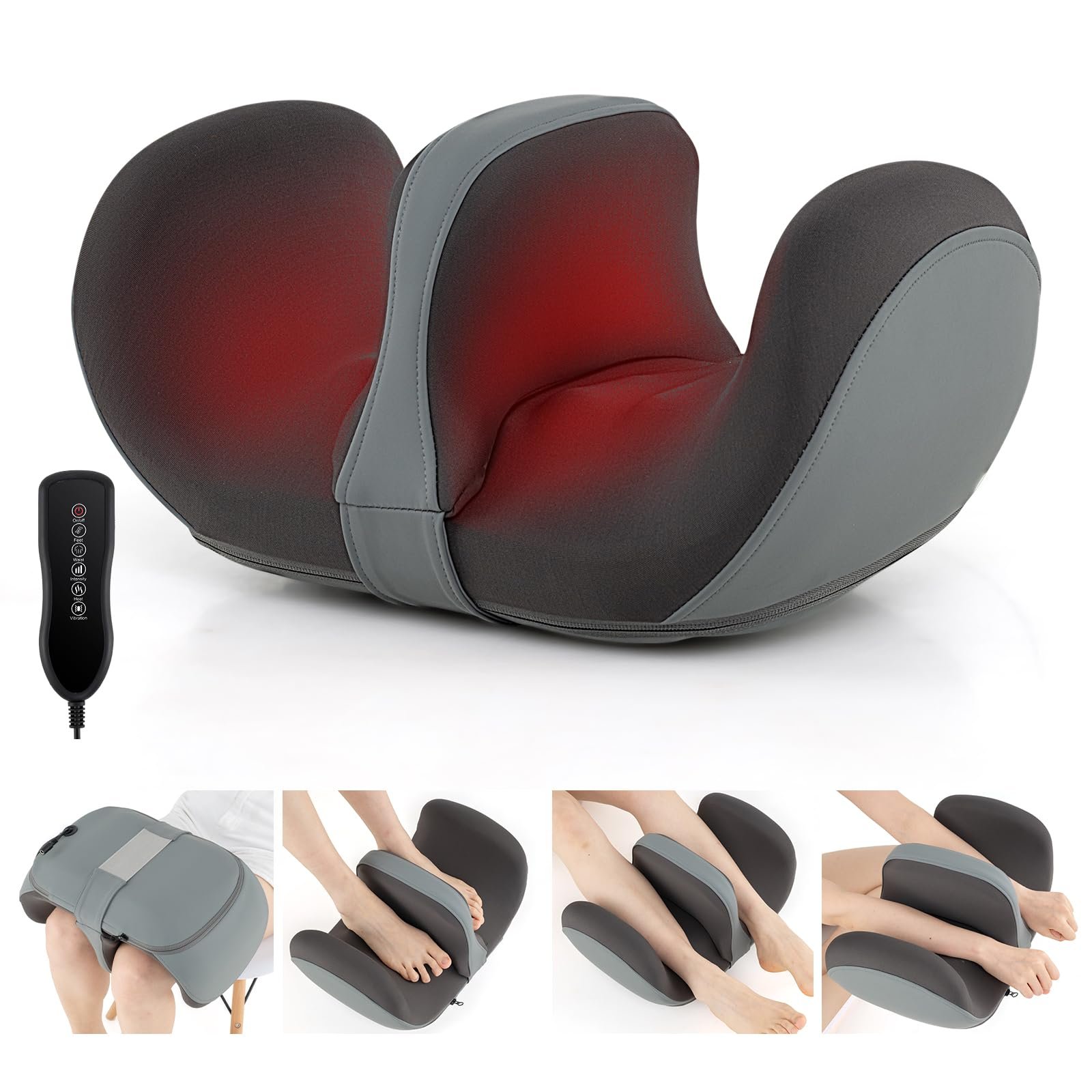 Foot Massager, Calf Massager with Heat, 3 Massage Intensity, Vibration, Detachable Middle Sponge