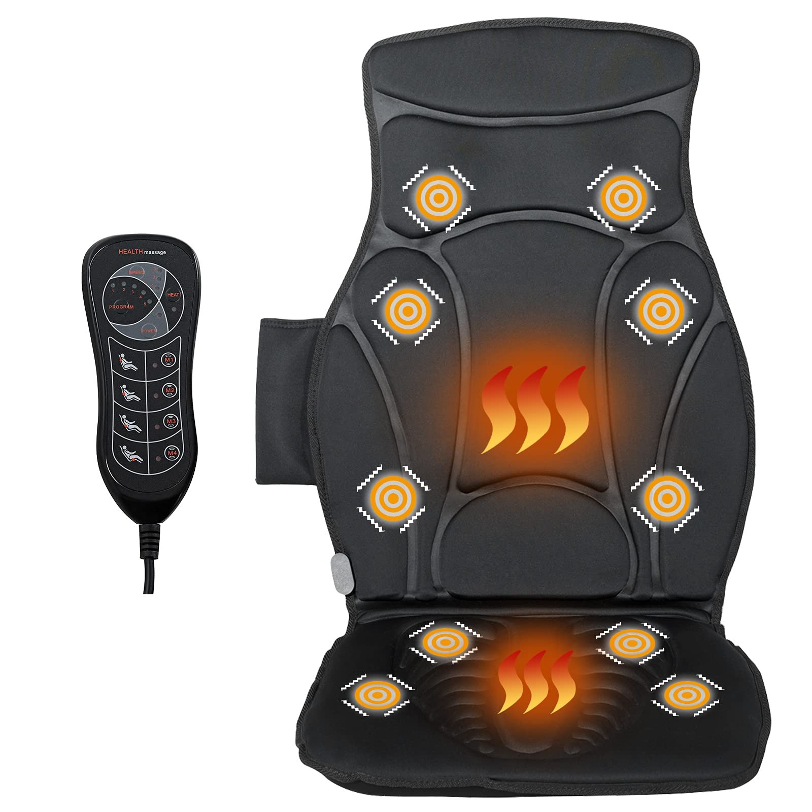 Back Massager for Back Pain, Chair Massage Pad Shiatsu Massage Seat with 10 Vibration Motors