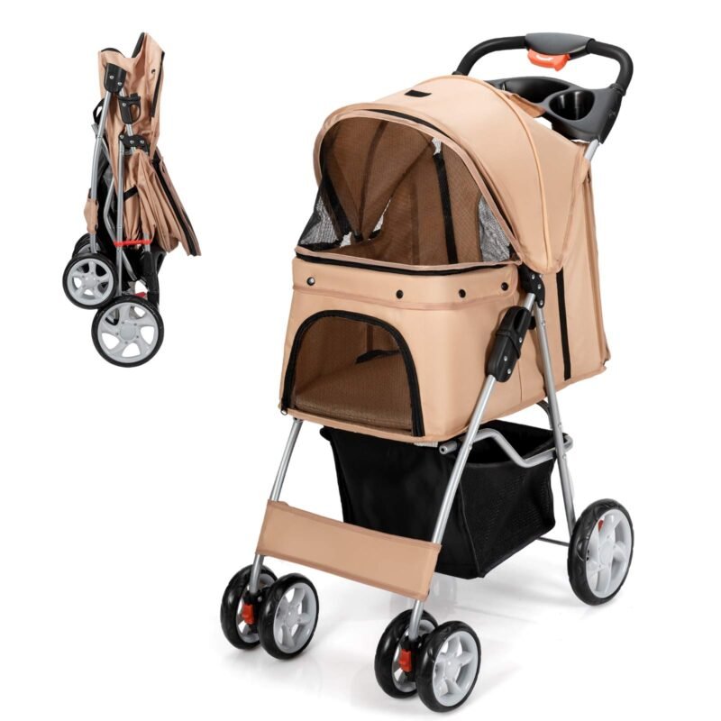 Folding Dog Stroller, Pet Stroller for Small Medium Dogs Cats Puppy