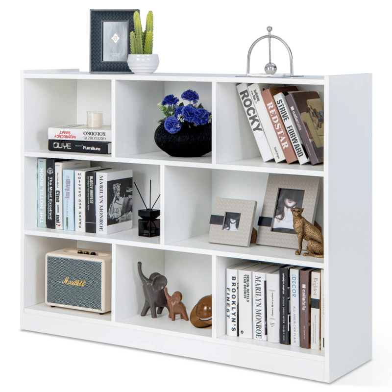 8 Cube Bookcase, Freestanding 3-Tier Open Bookshelf