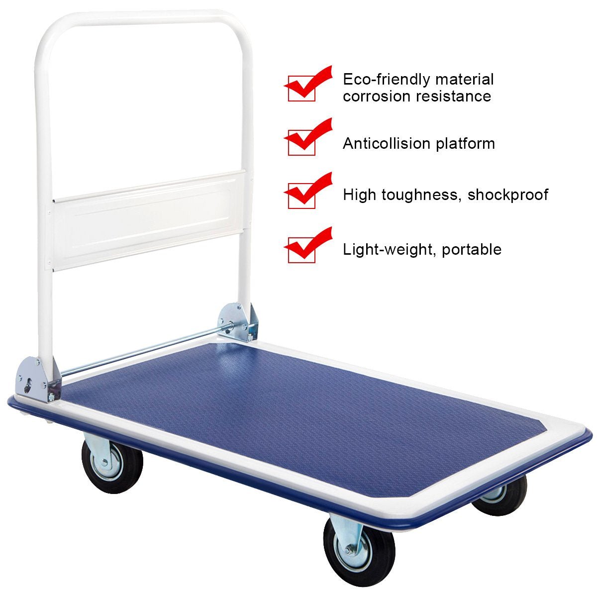 5 660lbs Platform Cart Dolly Folding Foldable Moving Warehouse Push Hand Truck, Blue, 35.5inch x 24inch (Baseboard) - Image 3