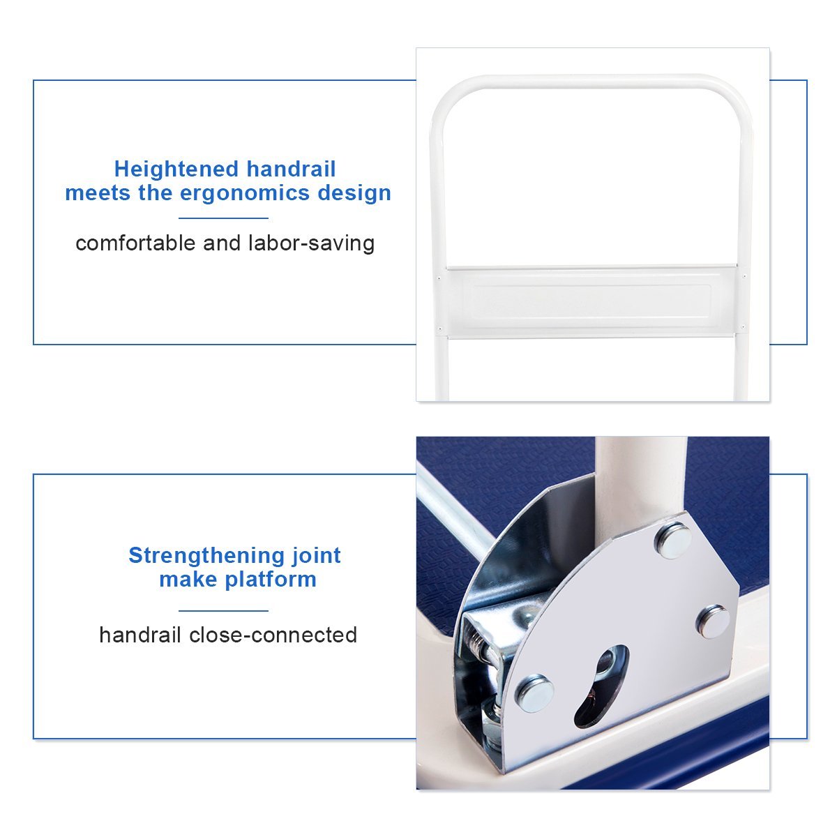 5 660lbs Platform Cart Dolly Folding Foldable Moving Warehouse Push Hand Truck, Blue, 35.5inch x 24inch (Baseboard) - Image 4