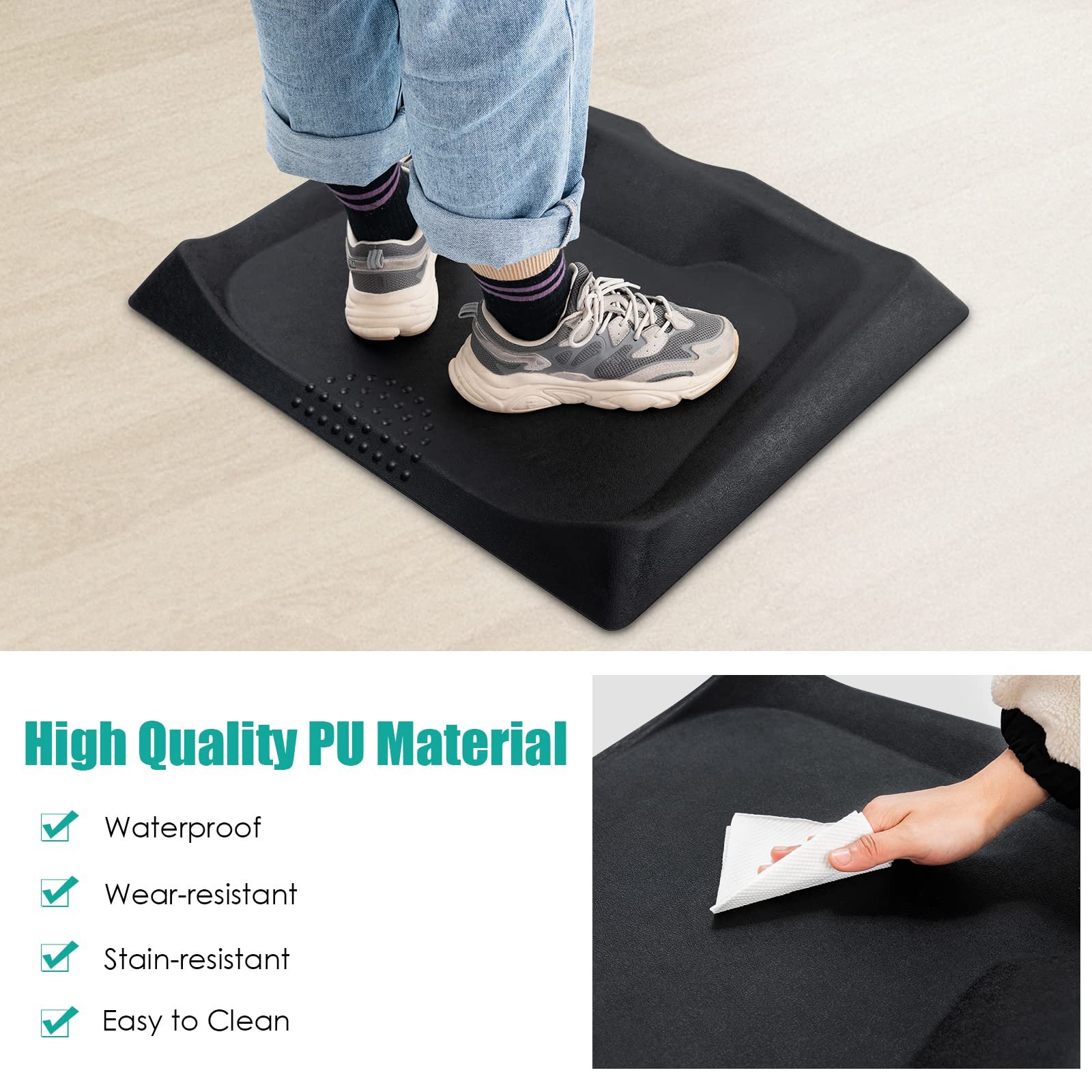 Anti Fatigue Mat, Standing Mat for Stand up Desk w/ Foot Massage Points Diverse Terrain & Beveled Edges - Image 6