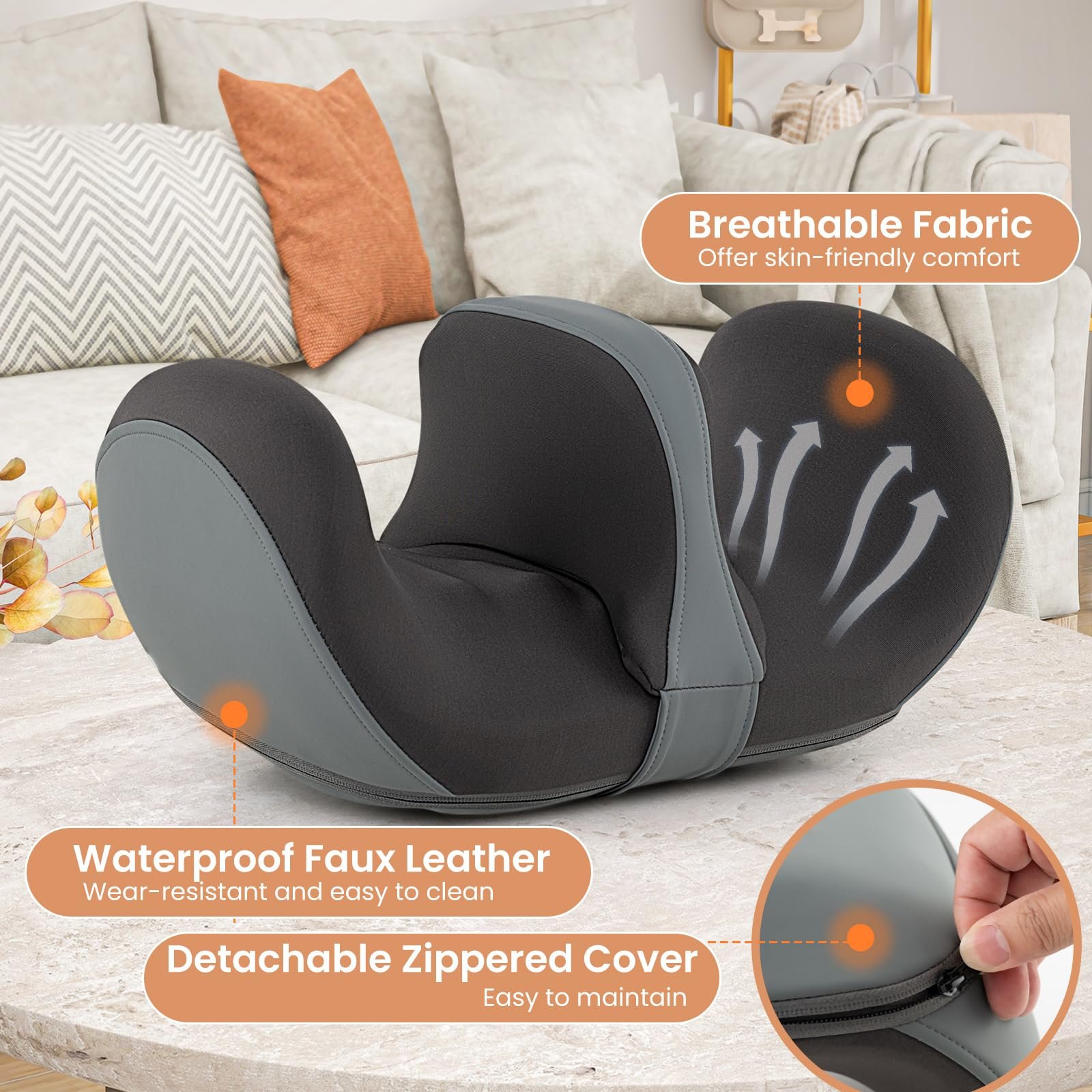 Foot Massager, Calf Massager with Heat, 3 Massage Intensity, Vibration, Detachable Middle Sponge - Image 6