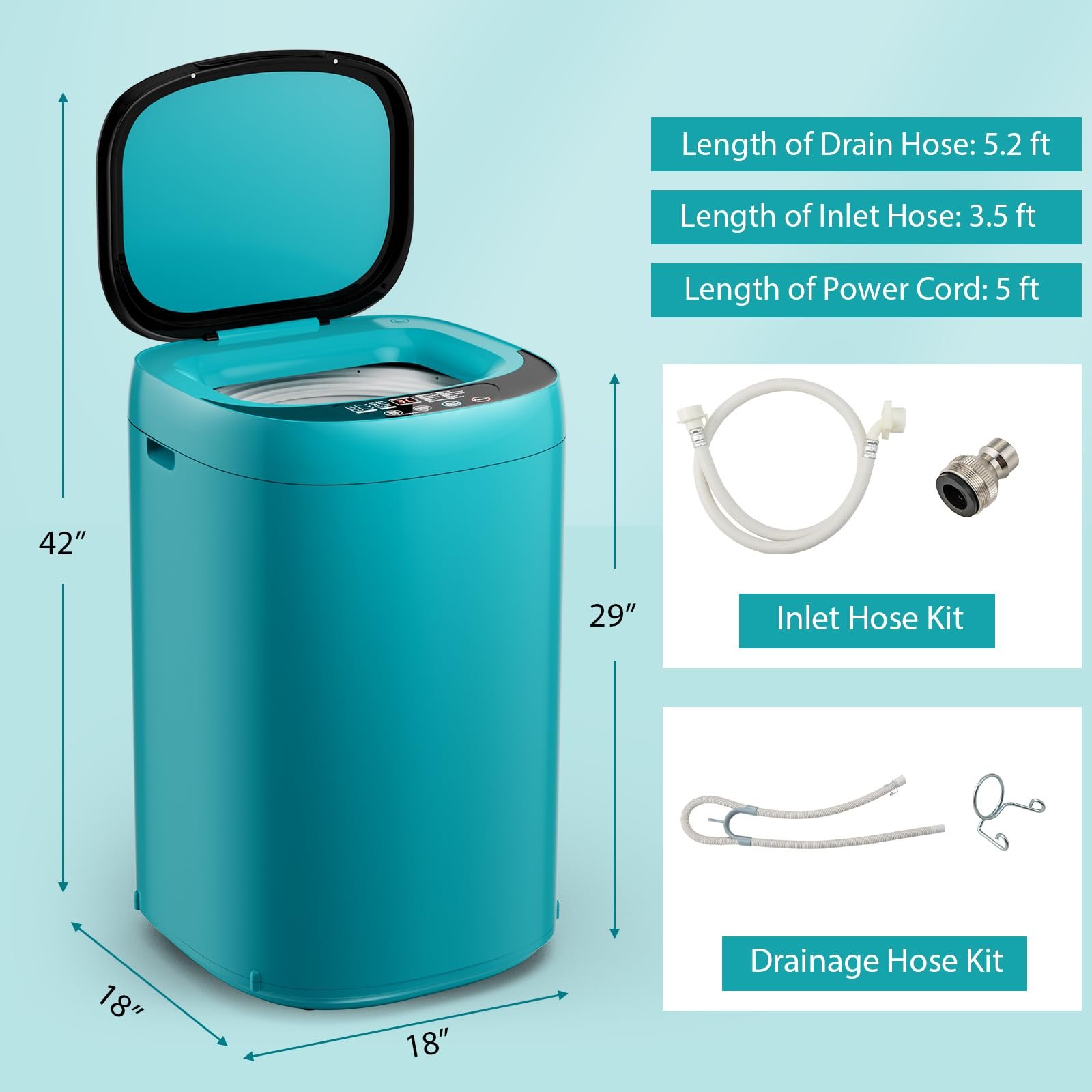 Portable Washing Machine 7.7lbs Capacity All-in-One Washer Spinner Combo w/Drain Pump - Image 8