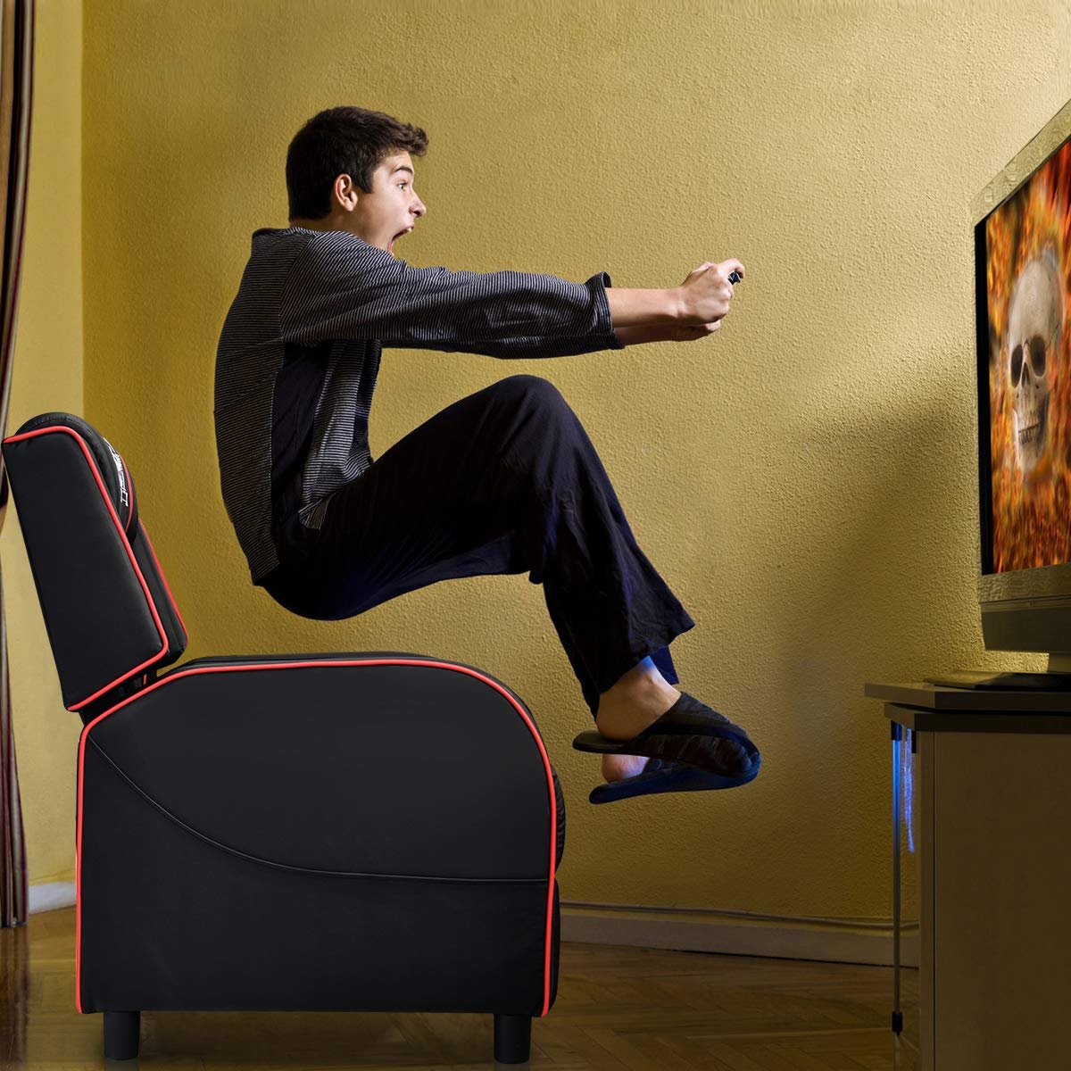 Gaming Recliner Chair, Racing Style Single Recliner Sofa w/ Cushion - Image 7