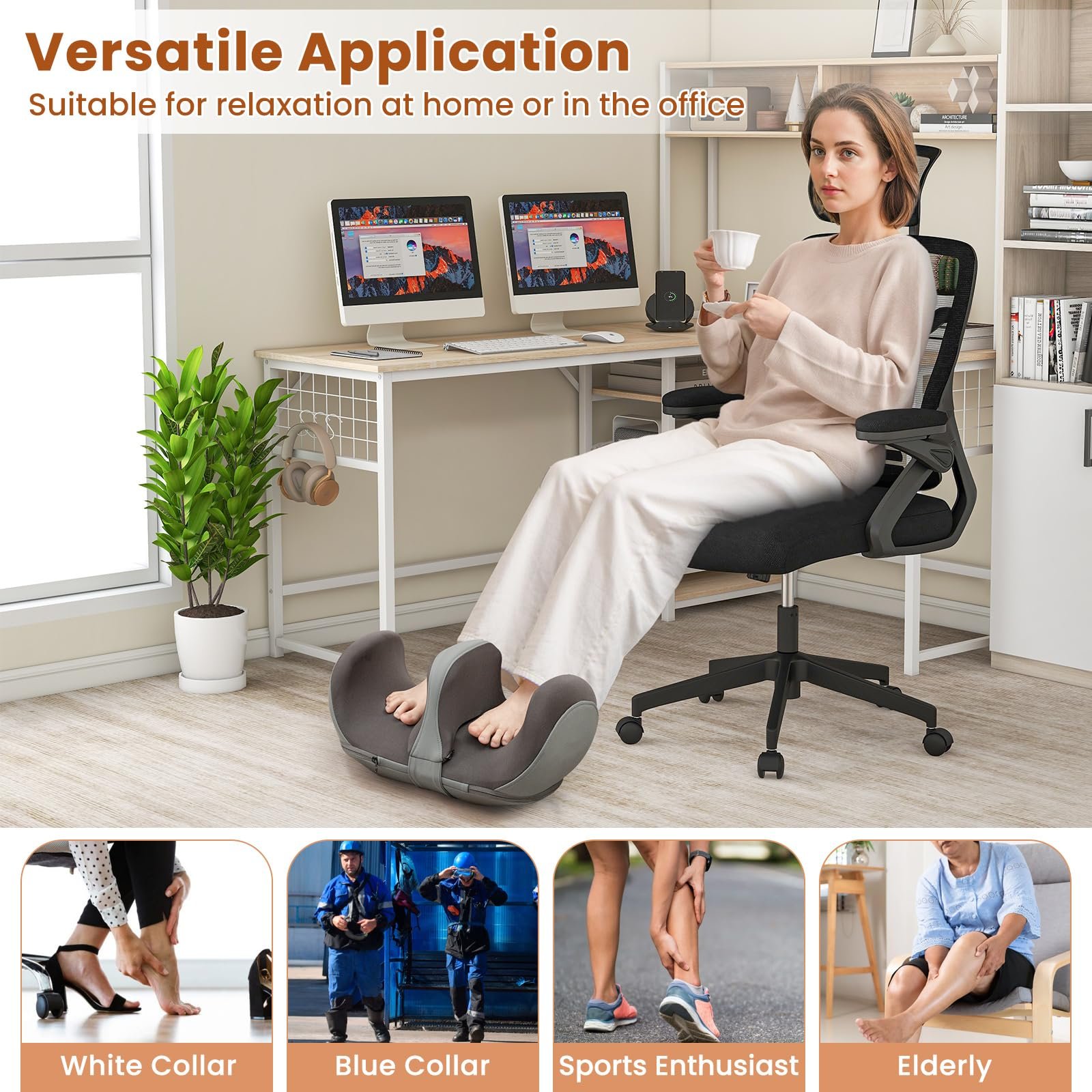 Foot Massager, Calf Massager with Heat, 3 Massage Intensity, Vibration, Detachable Middle Sponge - Image 7