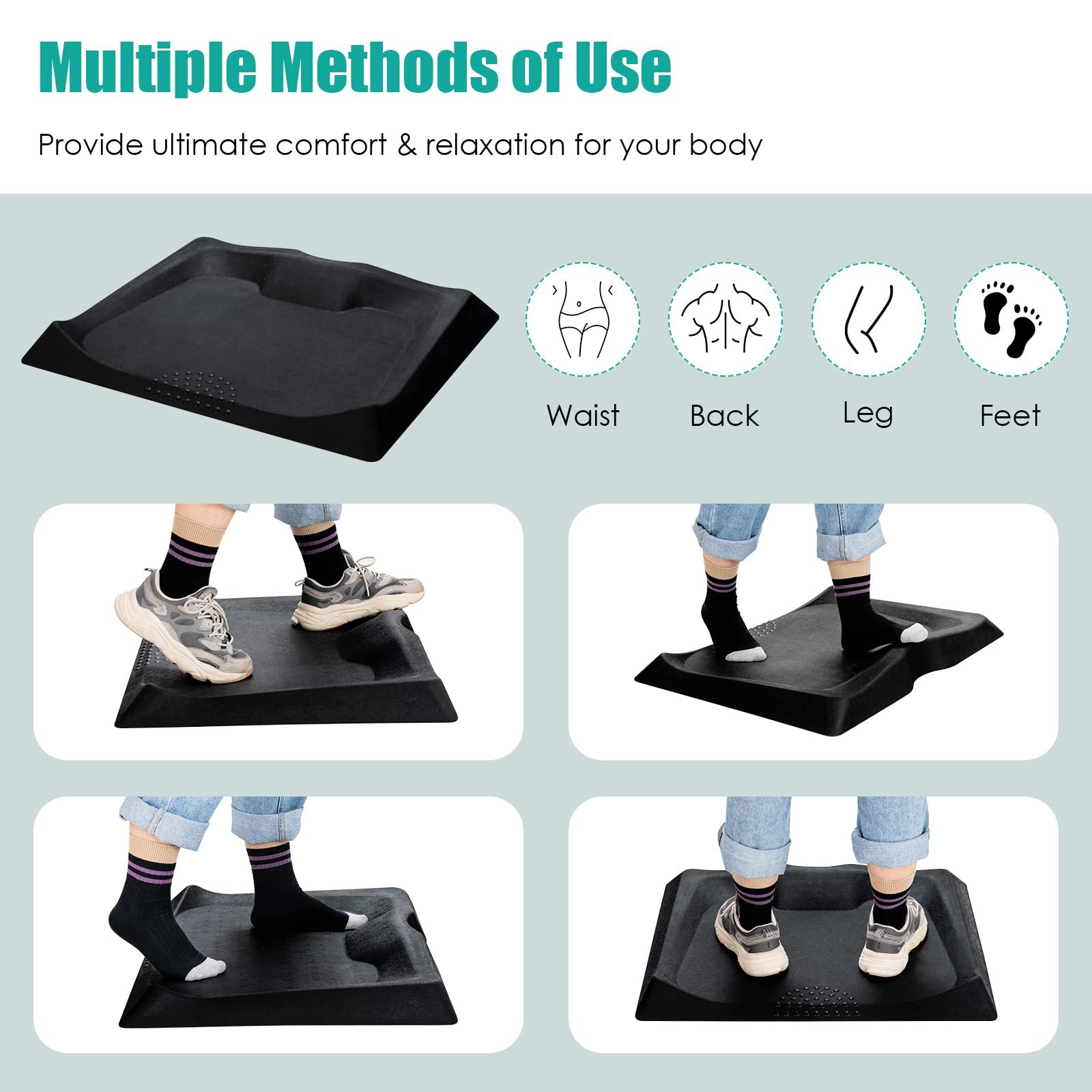 Anti Fatigue Mat, Standing Mat for Stand up Desk w/ Foot Massage Points Diverse Terrain & Beveled Edges - Image 7