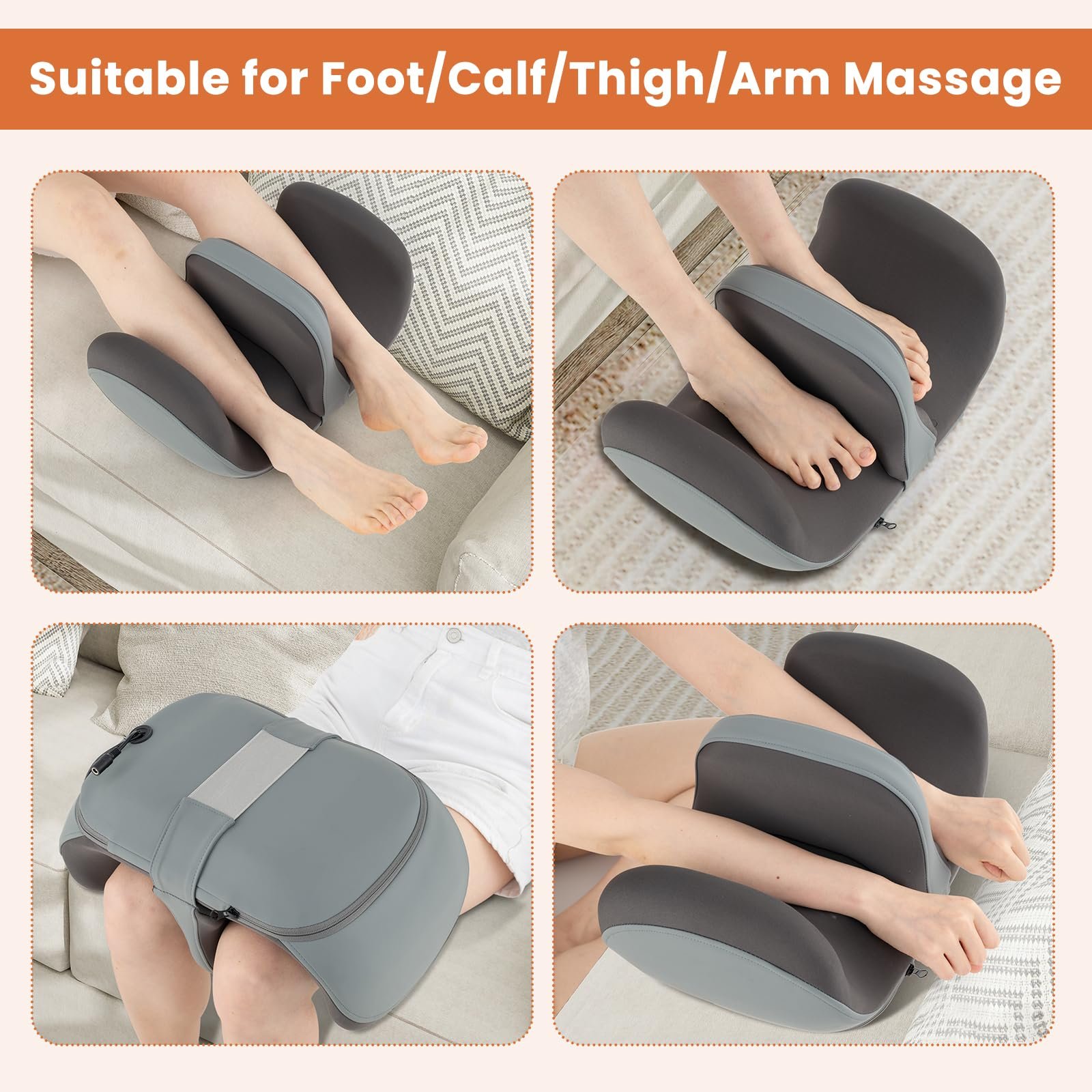 Foot Massager, Calf Massager with Heat, 3 Massage Intensity, Vibration, Detachable Middle Sponge - Image 9